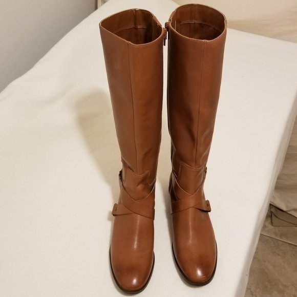Nine West Brown Soft Leather Zip Up Knee High Boots Size 8M - Picture 8 of 12